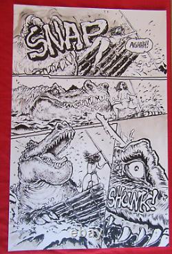 Original Budd Root's Cavewoman by Devon Massey Comic Art Page VS Dinosaur NICE