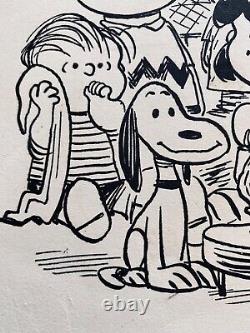 Original Charles M. Schulz 9 Character Drawing of the Peanuts Gang, Snoopy & CB