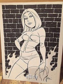 Original Comic Art Bruce Timm Commision White Queen Emma Frost Sketch Signed