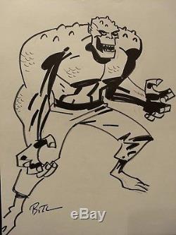 Original Comic Art Bruce Timm Convention Sketch Killer Croc BTAS 11 x 14 Signed