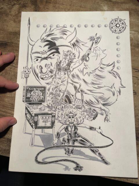 Original Comic Art Centaur Pinball Comic Splash Page Signed Jasorka