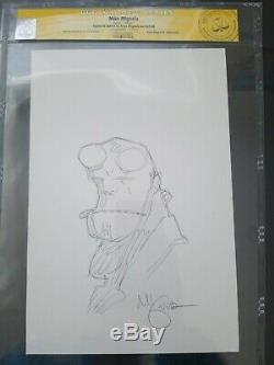 Original Hellboy pencil sketch by Creator Mike Mignola CGC 10.5X7 Inches