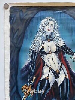 Original Lady Death Painting By Mall 22x29 Acrylics On Canvas U. S. Shipper