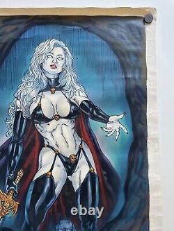 Original Lady Death Painting By Mall 22x29 Acrylics On Canvas U. S. Shipper