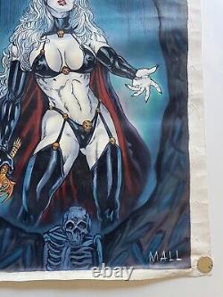 Original Lady Death Painting By Mall 22x29 Acrylics On Canvas U. S. Shipper