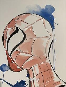 Original Peach Momoko 18 x 24 Spider-man Watercolor Painting NYCC 2022
