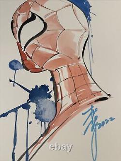 Original Peach Momoko 18 x 24 Spider-man Watercolor Painting NYCC 2022