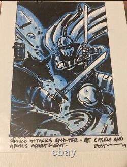 Original Production Used Comic Sketch Art by Kevin Eastman Splinter Vs. Pimiko