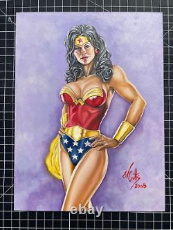 Original Signed Ed Coutts Wonder Woman Painted Commission 9x12 2008