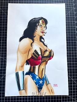 Original Signed Edgar Tadeo Wonder Woman Watercolor Commission 11x17 2007