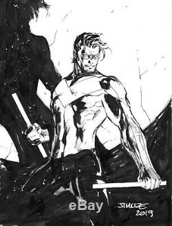 Original Sketch NIGHTWING by Jim Lee SIGNED and FRAMED