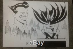 Original art BATMAN vs JOKER sketch art by Bruce Timm -rare 8.6x11.7 collect