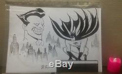 Original art BATMAN vs JOKER sketch art by Bruce Timm -rare 8.6x11.7 collect