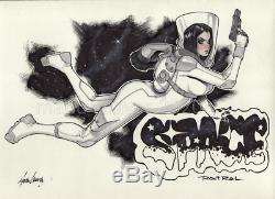 Original, art, mario chavez, pinup, comic book, 9x12 space girl