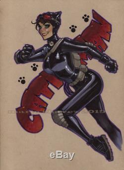 Original, art, mario chavez, pinup, comic book, 9x12catwoman