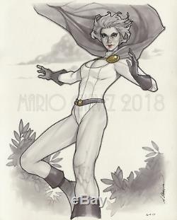 Original, art, mario chavez, pinup, comics, 11x14 in. Power girl, powergirl