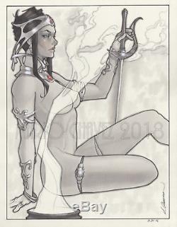 Original, art, mario chavez, pinup, comics, 11x14 inch, dejah thoris, mars, princess