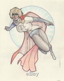 Original, art, mario chavez, pinup, comics, 11x14 inch, powergirl, sexy