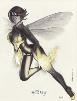 Original, art, mario chavez, pinup, comics, 11x14 inch, the wasp, avengers, sexy