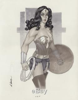 Original, art, mario chavez, pinup, comics, 11x14 inch, wonder woman, justice league