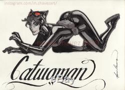 Original, art, mario chavez, pinup, comics, 9x12 inch, catwoman