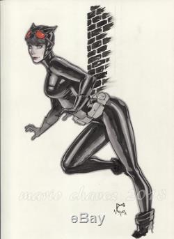 Original, art, mario chavez, pinup, comics, 9x12 inch, catwoman