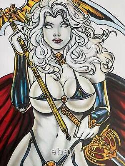 Original comic art Lady Death By Frank Lima 2021 (9x12) Signed By Artist