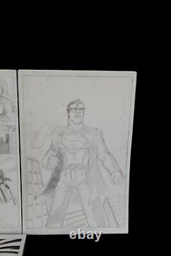 Original comic art drawing Batman & Superman 4 Page lot