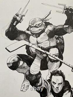 Original tmnt ninja turtles comic Art Pinup Casey Jones And Raphael