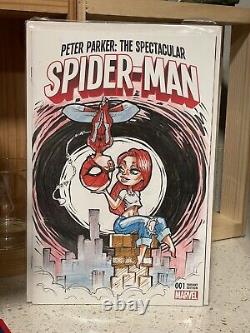 Peter Parker The Spectacular SPIDER-MAN Blank Sketch Cover With Original Art