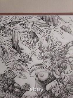 RUBEN MERIGGI original art JUNGLE TALES #3 1999 double matted