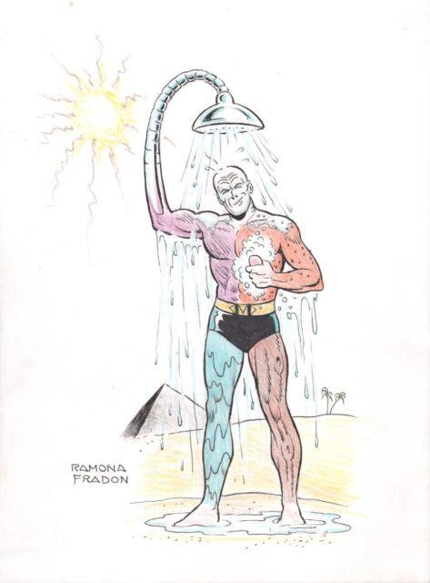 Ramona Fradon Signed Dc Comics / Super Hero Original Art Sketch Metamorpho