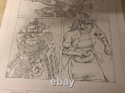 Ravagers #5 original comic art RED DR CAITLIN FAIRCHILD beats up SUPERBOY 2012