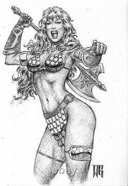 Red Sonja Pen Original Pinup Art Amazing Artwork By Walter Geovani Wg