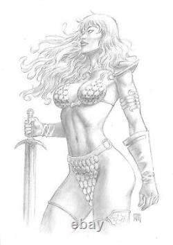 Red Sonja Pencil Amazing Pinup- Original Comic Page By Walter Geovani