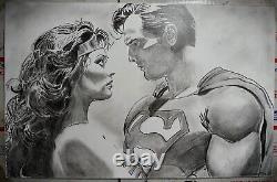SUPERMAN WONDERWOMAN Original Unpublished Comic Book Art DCX Signed 11x17