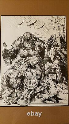 Savage Sword of Conan #215 Original Comic Art-mounted and framed