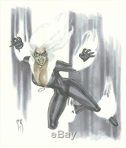 Sexy BLACK CAT ORIGINAL ART STEPHANE ROUX 14X17 COMMISSION SKETCH HUGE