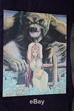 Sexy Red Riding Hood and Big Bad Wolf Painting by Cavewoman artist Budd Root