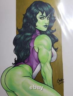 She Hulk Sketch By Eric Chen Weijic Signed WithCOA