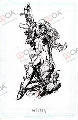 She-Spawn 11x17 pencil and ink original art board commission by David Finch