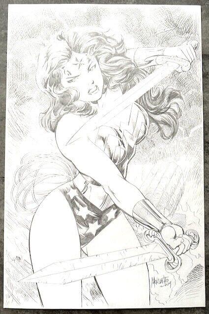 Signed Gilbert Monsanto Wonder Woman Pencil Commission 11x17