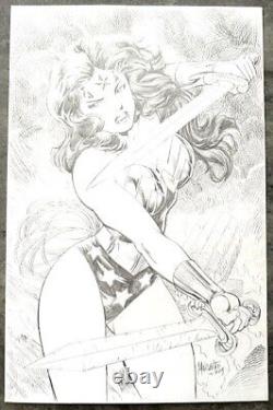 Signed Gilbert Monsanto Wonder Woman Pencil Commission 11X17