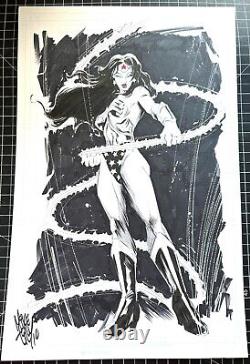 Signed Mike Lilly Wonder Woman Ink/Wash Commission 11x17