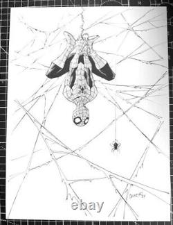 Signed Orig Damien Couceiro Spiderman Ink/Marker Commission 9X12