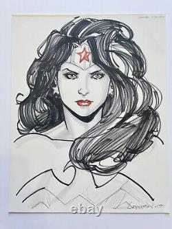 Signed Original Aaron Lopresti Wonder Woman Pencil/marker Commission 11x14