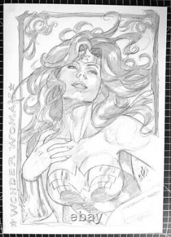 Signed Original Al Rio Wonder Woman Pencil Commission 11.5X16.5