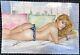 Signed Original Almira Francisco Supergirl Watercolor Pinup 10x15