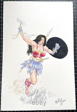 Signed Original Bill Marian Wonder Woman Colored Pencil Commission 9.5X15