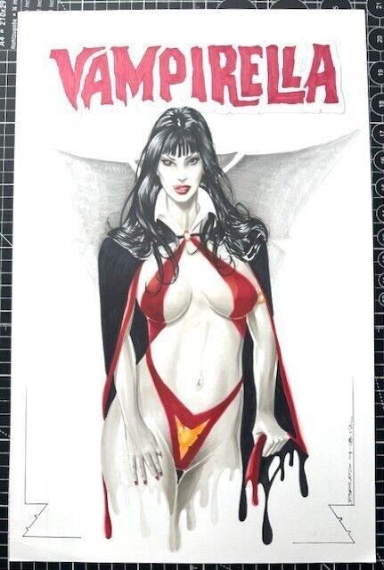 Signed Original Brad Chavarria Vampirella Marker Commission 11x17
